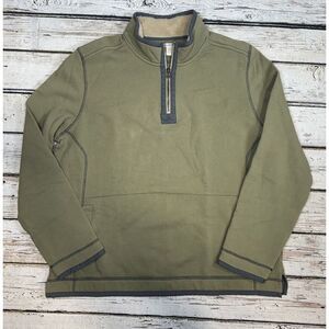 Carbon 2 Cobalt Sweater Olive Green Formation 1/4 Zip‎ Pullover Terry Sherpa Lg